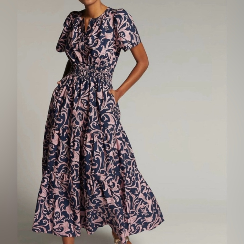 Elegant Pink and Black Floral Dress